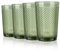 Joeyan 350ml Grün Trinkgläser Set von 4,Bunt Wassergläser Set mit Diamant Relief,Vintage Gläser Set for Zuhause Restaurant Bar,Spülmaschinenfest