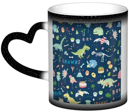 Bunte Kaffeetasse mit Elefant und Lea, wärmeempfindlich, Farbwechsel-Tasse im Himmel, gemustert, unisex