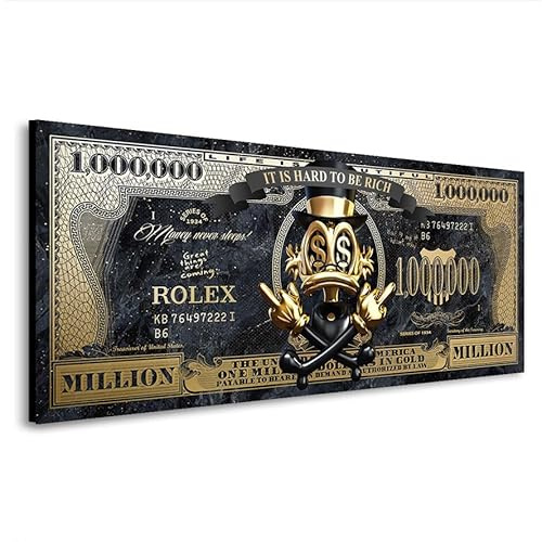 Kunstgestalten24 Leinwandbild Dagobert Duck Totenkopf Pop Art Comic Dollar Wand Bilder