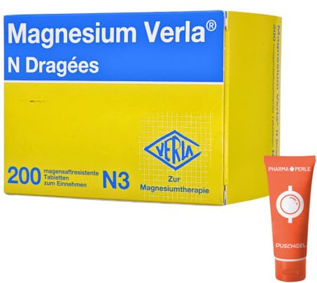Magnesium Verla N Dragees Organisches Magnesium I Muskelkrämpfe Wadenkrämpfe Magnesiummangel I glutenfrei laktosefrei I Sparset mit give-away von Pharma Perle (1 x 200 St.)