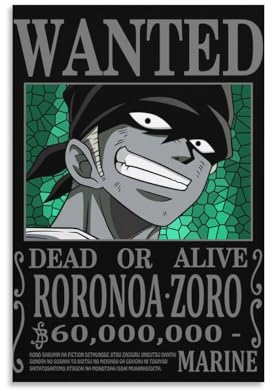 Anime-Poster One Piece Wanted, Zoro, 3 Bilder, Druck, Leinwand, Poster, Wandfarbe, Kunstposter, Dekoration, moderne Wohnkunstwerke, 50 x 75 cm
