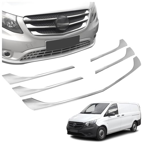 CHROMEMASTER | Kompatibel mit Mercedes Vito W447 2014-2019 | Leisten für Kühlergrill, Zierblenden, Rostfreier Stahl Poliert | Perfekte Passform; Neues, Attraktives Erscheinungsbild des Fahrzeugs