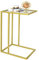 Huhote Mesa auxiliar en forma de C, mesa auxiliar de cristal para sofá, mesa de sofá con marco de metal, mesa de sofá para sala de estar, dormitorio, mesita de noche, color dorado