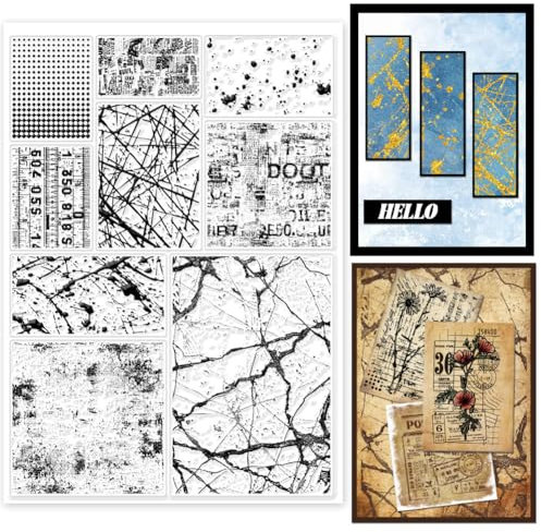 GLOBLELAND Transparente Stempel Mit Vintage Flecken Hintergrund Tintenpunkte Hintergrund Silikon Stempel Siegel Kunstlinien Transparente Stempel Für Die Herstellung von DIY 11.69x8.27(5) cm