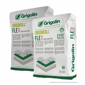 Grigolin Adesivo cementizio per la posa interna ed esterna di piastrelle-Grigokoll Flex(Grigio 25kg)