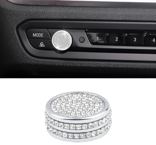 VDARK Bling-Autozubehör für BMW 3 Series X3 X4 X5 X6 X7 Z4 4 Series VOL-Tune-Knopf-Abdeckung Glitzernde Auto-Innenraum-Lautstärke-Dekor süße Auto-Innendekoration Zierleisten Metall-Aufkleber 1 Packung