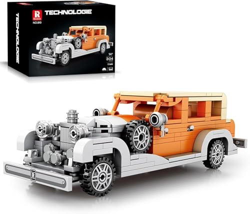 Reobrix 810 Rolls-Royce Phantom Bausteine-Set, Maßstab 1:24, Modellauto-Bausatz für Display und Sammlerstück, Oldtimer-Spielzeug für Jugendliche und Erwachsene, 304 Teile