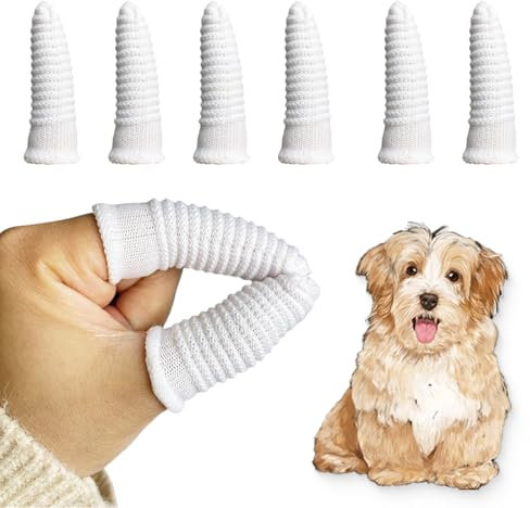 Hundezahnbürste Fingerling Wiederverwendbar, Haustierzahnbürste aus Strickgewebe,Pet Finger Zahnbürste, Anti-Plaque Finger Hund, Effiziente und Saubere Fingerlinge Hunde Zahnpflege(8 Stück)
