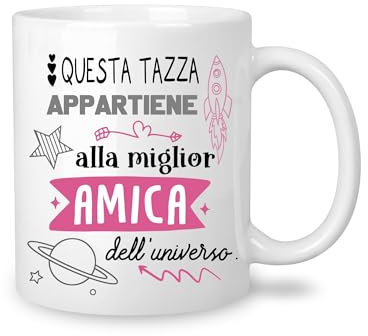 Yufansd Mug Tazza Caffè - alla Miglior Amica dell'Universo - Regali per Amica Regalo di Amicizia Originale Regalo di Compleanno Natale Amiche a Distanza Ceramica 350 ML (Amica)