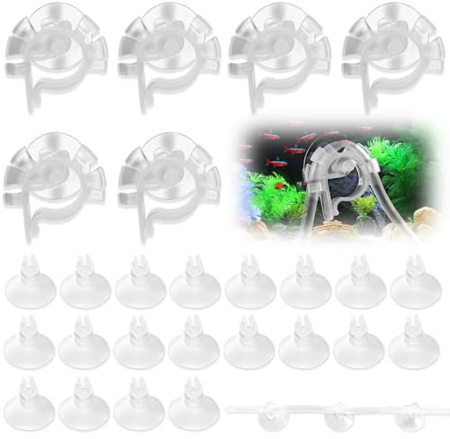 26 STK Aquarium Saugnapf Clips, Aquarium Wasserrohr Halter, Fisch Tank Schlauchhalter, Airline Tube Halter, Saugnapfklammern Clip, Aquarium Schlauchhalter Klemmen für Fische Tank Aquarium (2 Formen)