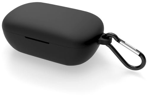Geekria Silikon-Schutzhülle kompatibel mit Soundcore by Anker Life P2 True Wireless Earbuds, schützende Kopfhörer-Schutzhülle mit Schlüsselanhänger-Haken, Ladeanschluss zugänglich (schwarz)