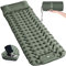 ROPODA Single Air Bed, Quick Flocked Inflatable Mattress, Blow Up Camping Bed with Pillow & Built-in Foot Pump, for Camping, Short Trips, Family Guests 75*30*11 (Beige)