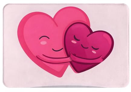 KINGWW Heart Hug Robuste und lustige Fußmatte für den Innenbereich, Maße: 60 x 40 cm, leicht zu reinigende Bodenmatte.