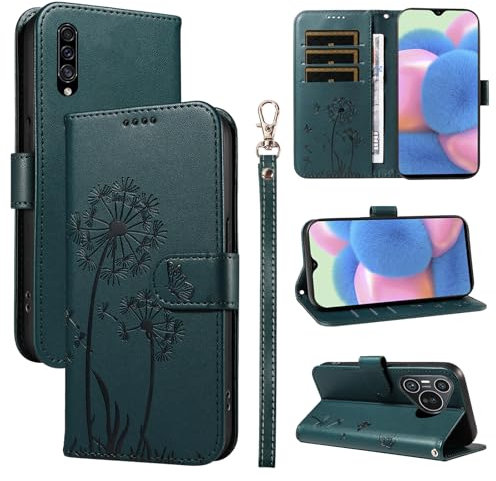Bravoday Handyhülle für Samsung Galaxy A50 / A30S / A50S Hülle, Premium PU Lederhülle Klappbar Klapphülle mit Magnet Kartenfach Standfunktion Schutzhülle für Galaxy A50 / A30S / A50S, Dunkelgrün