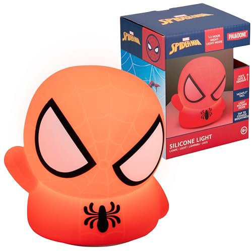 Spiderman Squishy Lampe – Offiziell lizenziertes Disney freistehendes Schreibtischlicht, Spielzimmer-Dekor und Merchandise für Jungen und Mädchen, Nachtlicht Geschenk Zubehör für Spielzimmer und