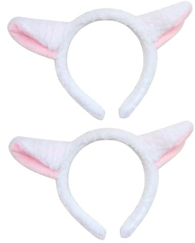 Lot de 2 serre-têtes avec oreilles de mouton - En peluche - Pour enfants - Oreille de mouton - Bandeau mignon pour Halloween - Décoration de fête - Bandeau animal