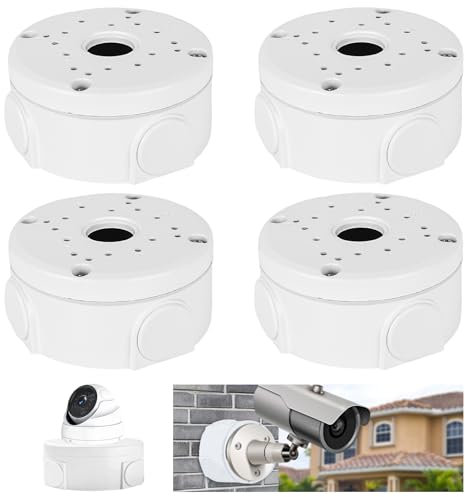 WANDGU Kamera-Anschlussdose: 4 Pack Wasserdichte Anschlussdose für Überwachungskamera, Versteckte Kabelinstallation, Universal Abzweigdose für Bullet Kameras, für im Innen und Außenbereich Geeignet