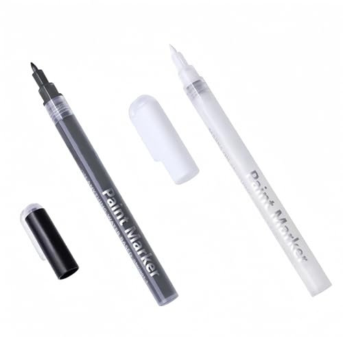 2pcs Nail Polish Pens,Black And White Nail Polish,White Nail Pencil,White Nail Pencil For Under Nail,French Manicure Pencil,Quick Dry Fine Tips Nail Art Pens,Suitable For Line Pattern Design