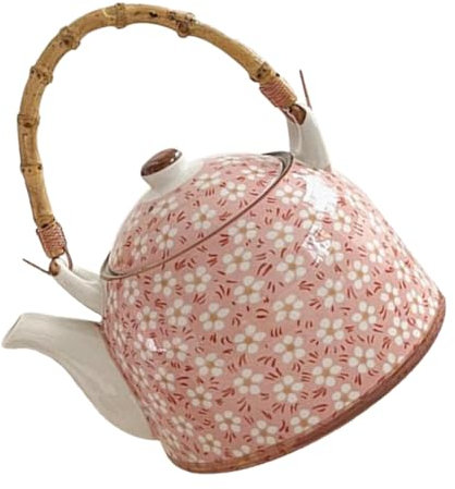 BESPORTBLE Cuisinière faisant la théière connecteur de tuyau d'irrigation vase maison théière japonaise théière sur la cuisinière plaque de cuisson bouilloire théière vintage céramique rose