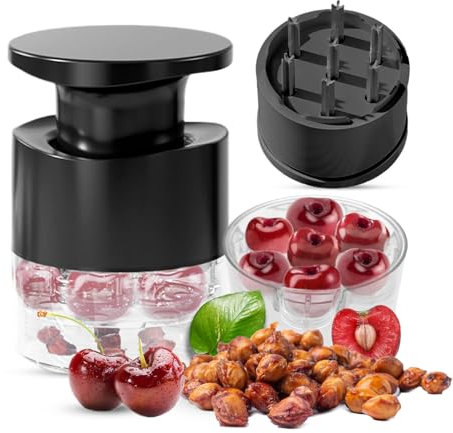 Kirschentkerner mit 7 Löchern, Handschieben, Kirschentkerner, Muss für Kirschkernentferner, schnelles Entkernen von Kirschen für Kirschmarmelade, Kuchen (schwarz)
