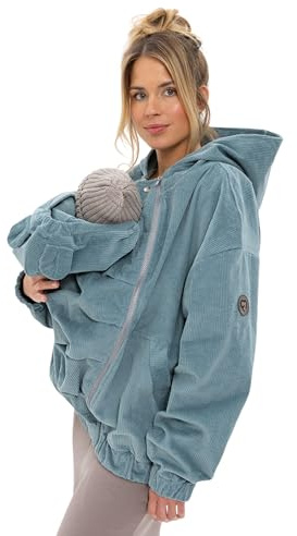 fun2bemum 3-in-1 Cord Bomberjacke für Schwangerschaft und Babytragen | Oversize Tragejacke aus weichem Cordsamt für Schwangerschaft, Babytragen und Alltag – 97 % Baumwolle, 3 % Elasthan.
