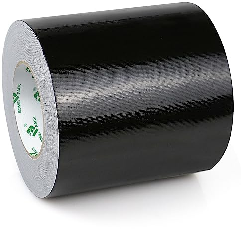 BOMEI PACK 1 Roll Duct Tape Black 6 inch Reinforced Gaffer Tape 150mm x 50m Ducts Fixing Repairing DIY craft Labeling Heavy Duty Moving Boxes Sealing