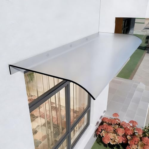 Front Door Canopy Outdoor Waterproof Shelter - Polycarbonate Rain Protection with 50kg Load Capacity, Easy Install Over Door Cover for Porch and Entrance Frosted 40x220cm/15.7x87
