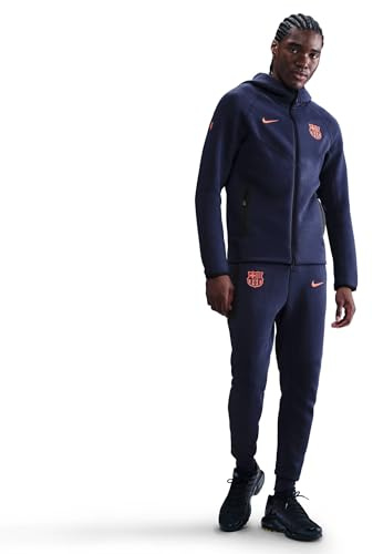 NIKE Fc Barcelona Tech Total 90 Fußball-Fleece-Jogginghose Für Herren, Midnight Navy/Bright Mango, HQ1901-410, XL