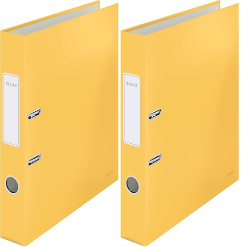 Leitz Qualitäts-Ordner, A4, 350 Blatt, 5 cm Rückenbreite, Warmes Gelb, Cosy-Serie, 10620019 (Packung mit 2)