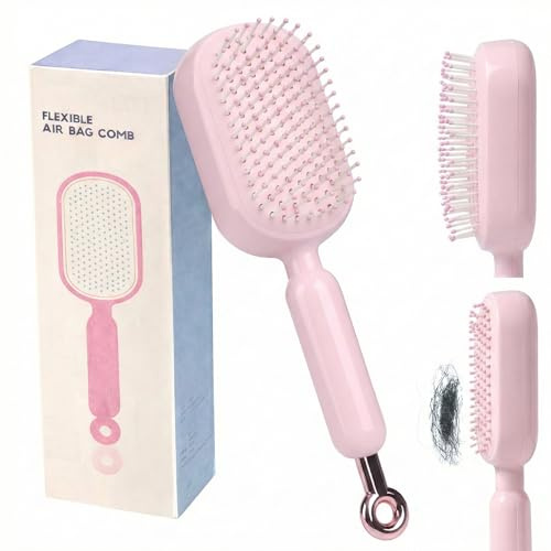 Selbstreinigend haarbürste, Einziehbar haarbürste ohne ziepen, extensions bürste, entwirrbürste, detangler bürste, Für alle Haartypen geeignet, Entwirrt mühelos Knoten und reduziert Haarbruch