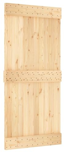 vidaXL Porta scorrevole NARVIK naturale e nero 95 x 210 cm (213,5 cm), efficiente risparmio di spazio, design moderno, porta in legno di pino, elegante soluzione scorrevole