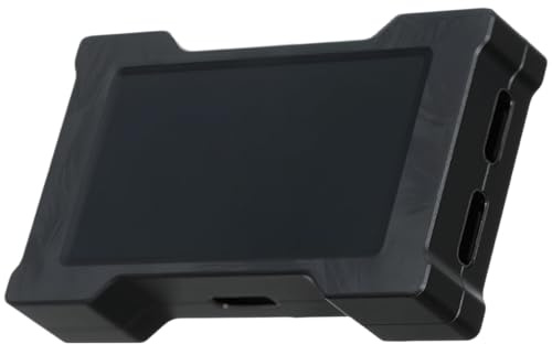 HM Lab ZNEO Gaming USB Hub mit 1,9 Zoll Display, USB 2.0 High-Speed, 2X USB-C & 1x USB-A, 5V Zusatzstrom, Aluminiumgehäuse, GIF-Anzeige für Maus Tastatur (Pro Schwarz Wing (77 Frames))