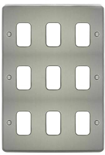 Deta G3357 Grid Cover Front Plate 9 Gang (Satin Chrome)