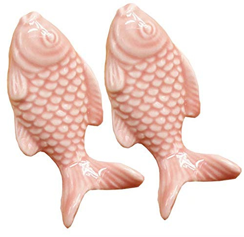 FBSHOP(TM) 2PCS 55mm Rosa Cute Fisch Form Keramik Türknauf Griff Knöpfe für Schrank/Schublade/Bad/Kinderzimmer, Great & Fun Decor,7 Farben erhältlich