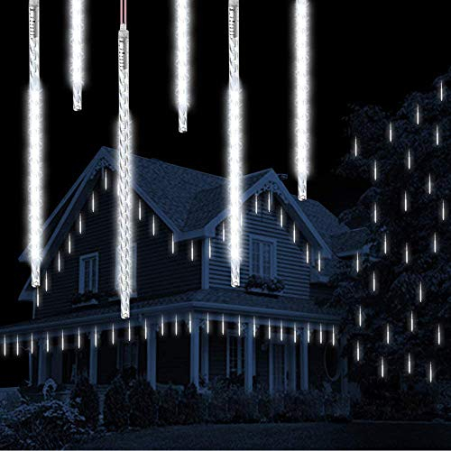 Vikdio Weihnachtsbeleuchtung Outdoor, Meteor Duschen Lichter 50cm 10 Spiralröhren 540 LEDs 3.15m Lit Länge, Wasserdichte Schneefall Lichter für Outdoor Weihnachtsdekoration Baum Fenster (Weiß)