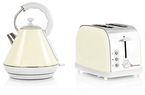 SQ Professional Breakfast Set 2pc Kettle 2200W & 2 Slice Toaster 900W (Dainty Chantilly Beige)