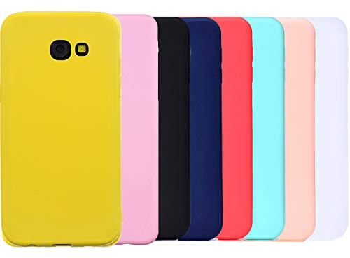 HereMore 8 x Schutzhülle für Samsung Galaxy J4 Plus, TPU-Gel, Silikon, weich, Kratzfest, Rot, Dunkelblau, Dunkelrosa, Grün, Gelb, Rosa, Weiß, Schwarz