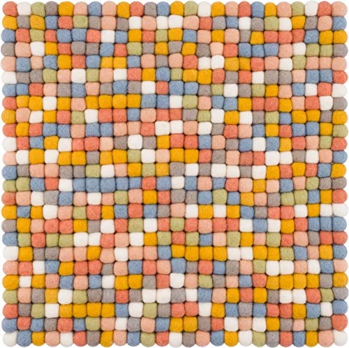 myfelt Filzkugel-Sitzauflage Stuhlauflage - Liese - quadratisch, 36x36 cm, Matt bunt