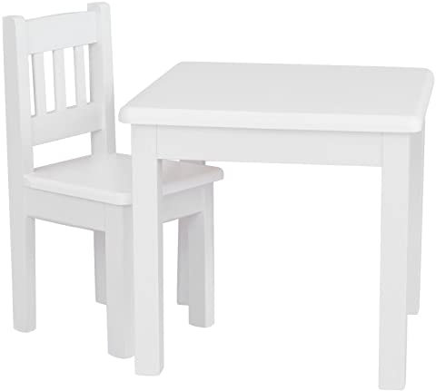 k koma Spielecke Kinder Sitzgruppe Kindertisch Kinderstuhl Massiv Kiefer Holz Neu (WEIß)