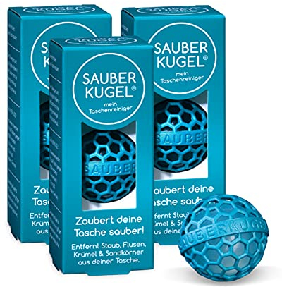 Sauberkugel® 3er Set Petrol – Wiederverwendbare Taschenreiniger Entfernt Schmutz, Krümel & Flusen aus Tasche, Koffer, Rucksack und Ranzen – Taschenreiniger Kugel