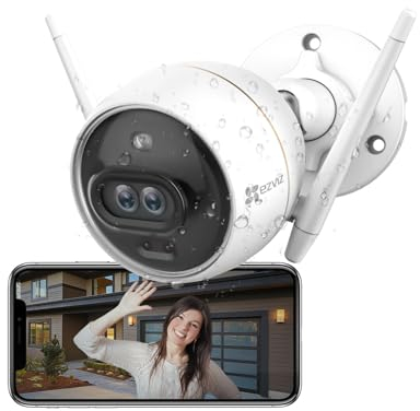 EZVIZ Dual Lens Camera, Colour Night Vision without Light, AI-Powered Human / Vehicle Detection, Security Camera Outdoor 1080P, Strobe & Siren Alarm, SD Card / Cloud Storage, IP67 Waterproof (C3X)