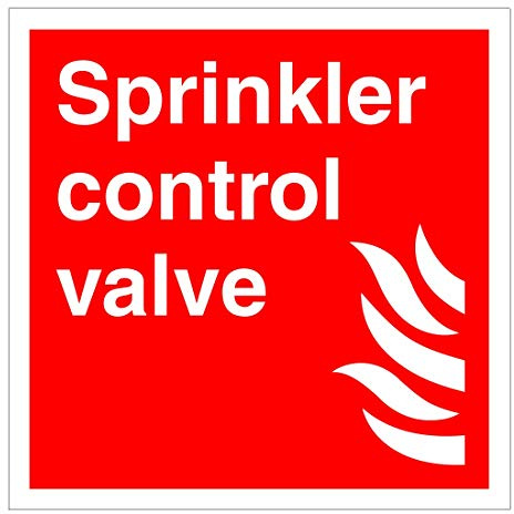 Sprinkler Control Valve Sign 120mm x 120mm Self adhesive vinyl To clearly mark fire equipment in the building (10)