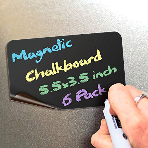 iSYFIX Magnetic Chalkboard Notes - 5.5 x 3.5 inch, 6 Pack, Rectangle - Decorative Magnet Blackboard for Fridge, Kitchen Organizer, Decor, Office, Grocery Lists, Metallic Boxes, Storage and More