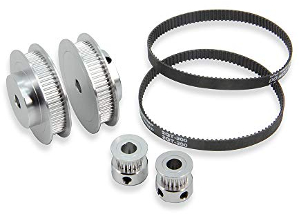 Zeberoxyz 2 Stück Set GT2-Synchronrad, 20 & 60 Zähne, 6.35mm Bohrung, Aluminium-Zahnriemenscheibe mit 2 Stück Länge 200 mm Breite 6mm Riemen (20-60T-6.35B-6)