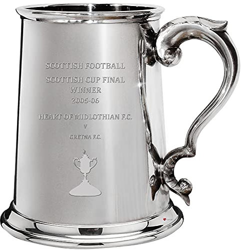 I LUV LTD 1 Pint Tankard for Heart of Midlothian Hearts FC 2005-06 Scottish Cup Final Winner Pewter Beer Mug Football Fan Trophies Memorabilia Mens Birthday Personalised Gifts