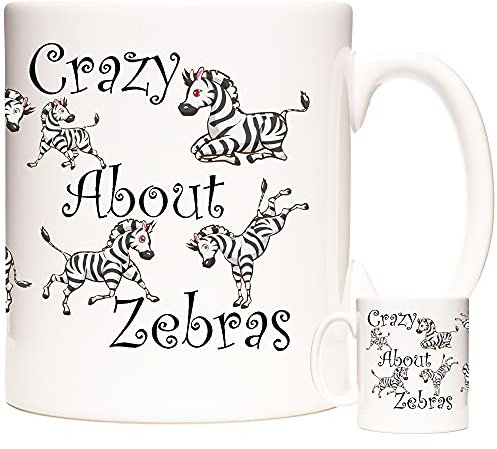 Mug zèbre, cadeau zèbre, tasse à café, tasse à café Crazy About Zebra, tasse cadeau en céramique 325 ml pour les amateurs de zèbre
