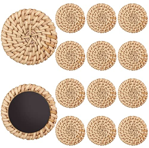 12 Stück Rattan-Kühlschrankmagnete, Boho-Kühlschrankmagnete, dekorative Magnete für Whiteboard, Rattan, Spindmagnete, Büro, Küche, Boho-Spind, Dekoration mit 3.8 cm Magnet (natürliche Farbe)