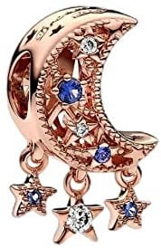 BEEUVIP Rose Gold Stelle e luna Charm per bracciali, ciondoli in argento 925, perline per collane, per la festa della mamma, compleanno, regalo di Natale
