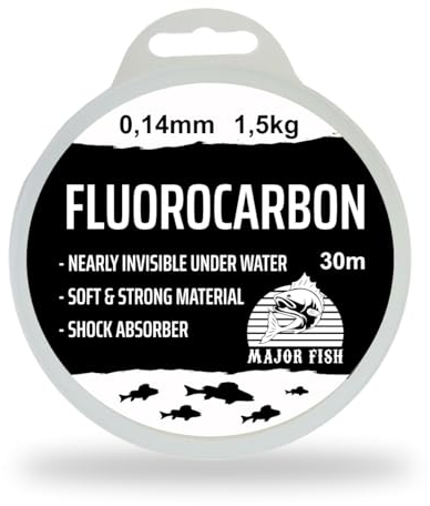 Major Fish 100% Fluorocarbon Vorfachschnur 30 Meter Fluorocarbonschnur (0,14 mm - 1,5 kg)