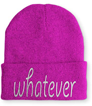 tshirtladen whatever lustiges Statement Beanie Mütze mit Spruch, Farbe: Pink